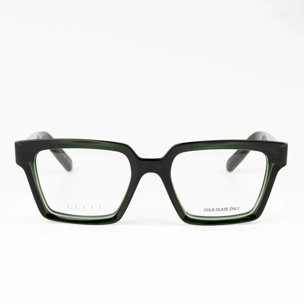 NEW Gucci GG1725O 004 Transparent Dark Green Unisex Square Eyeglasses